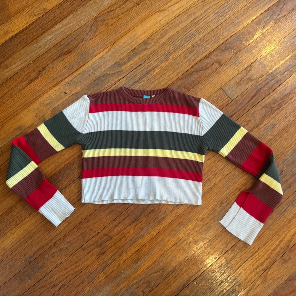 Striped Multicolor Cropped Sweater